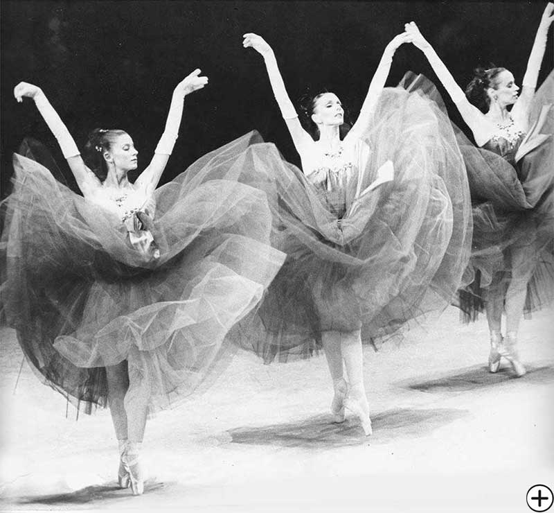 Catherine Morris, Garielle Whittle, and Marjorie Spohn, La Valse, 1975, Choreography by George Balanchine, © George Balanchine Trust; Photo: Steven Caras